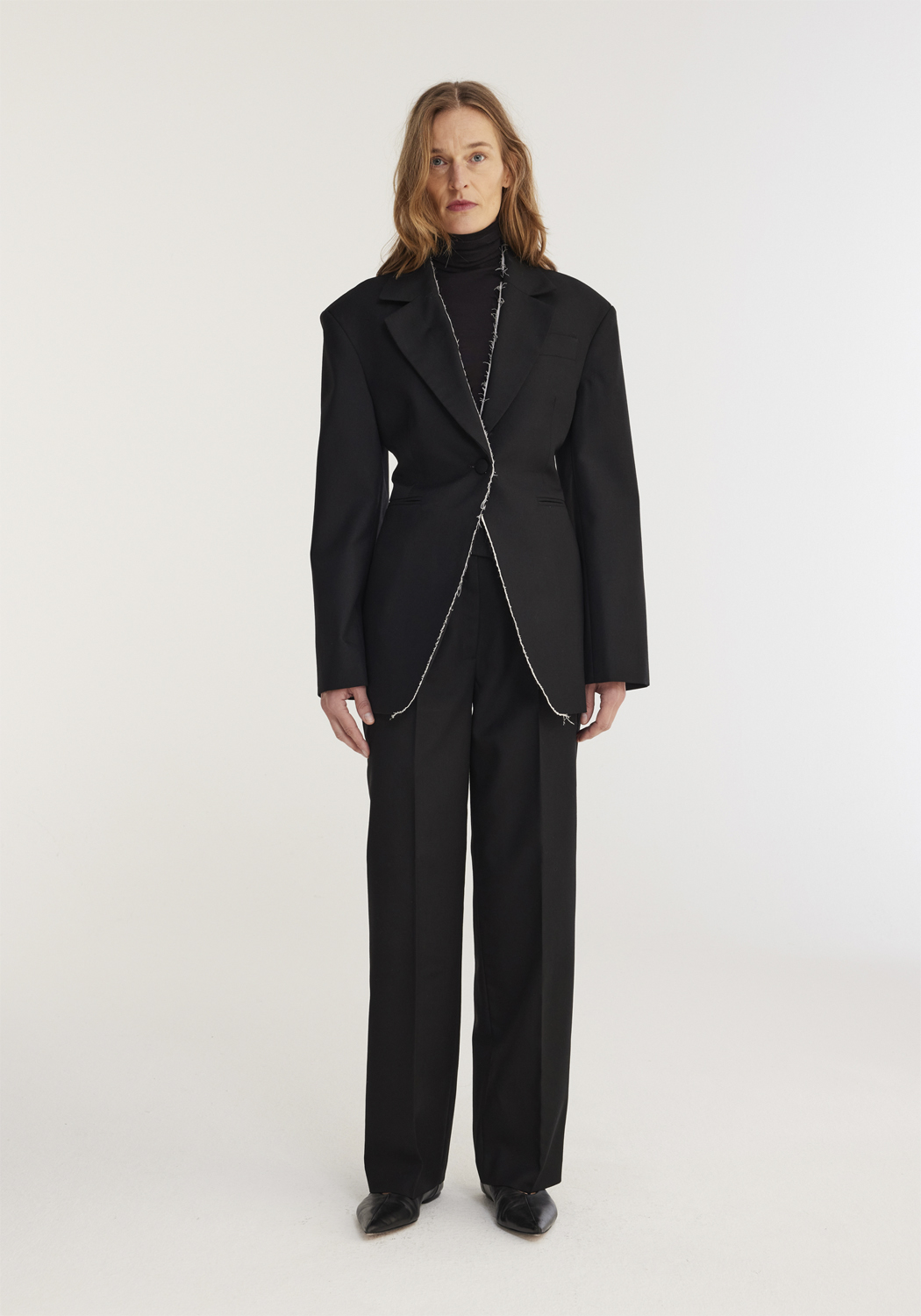 Raw Edge Waisted Blazer
